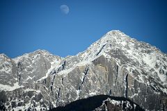 28A Mount Ishbel With Moon Afternoon From Trans Canada Highway Driving Between Banff And Lake Louise in Winter.jpg